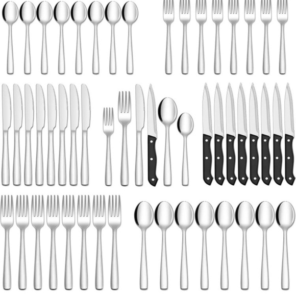 hiware Other - Stainless Steel and Black Handle Cutlery Set